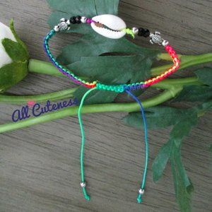 Seashell Macrame Drawstring Cord Bracelet